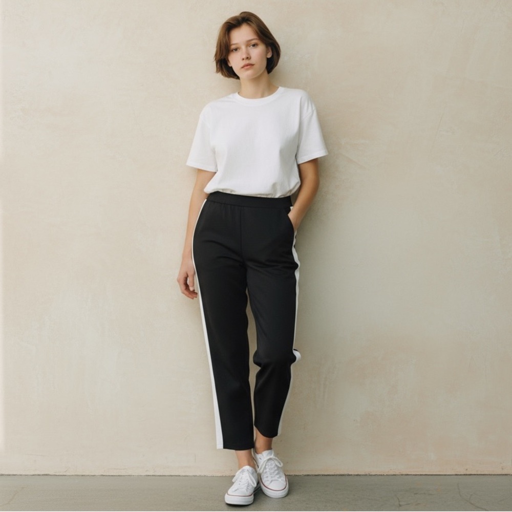 ST. JOHN Striped Track Jogger Pants Black XL